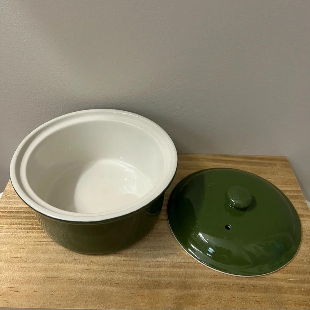 Vintage Hall China 66 Individual Casserole Dish with Lid in Green 6”